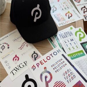 Peloton Black Logo Baseball Cap & Stickers